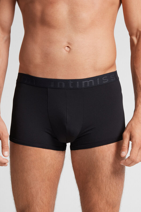 Intimssimi Microfiber Logo Boxer Shorts Black | ILICD70136