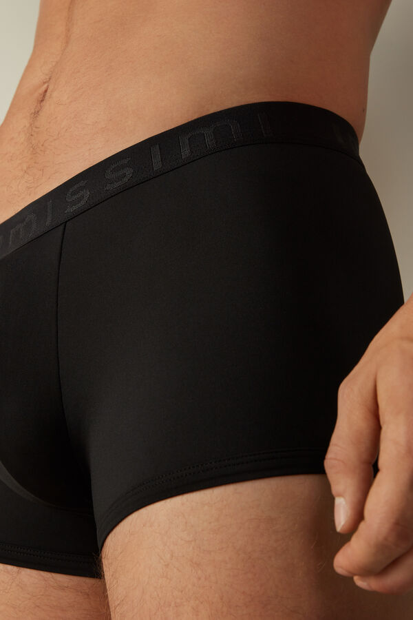 Intimssimi Microfiber Logo Boxer Shorts Black | ILICD70136