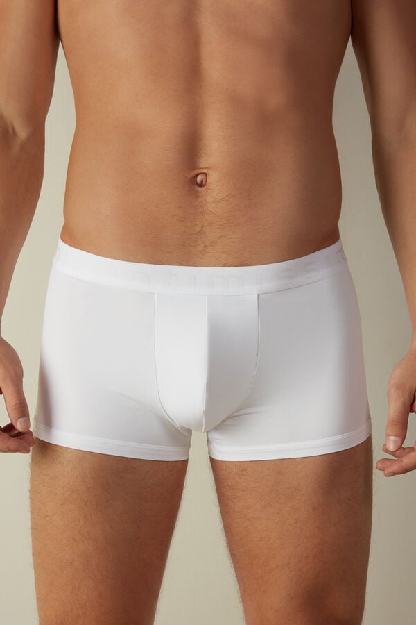 Intimssimi Microfiber Logo Boxer Shorts White | ZILMJ69702