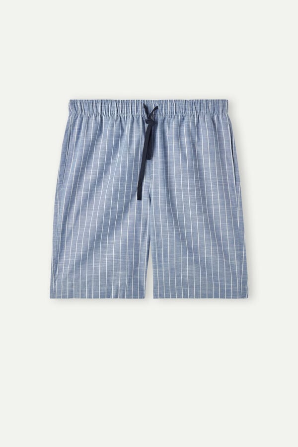 Intimssimi Microstripe Shorts in Cotton Cloth Blue | XILBH33850