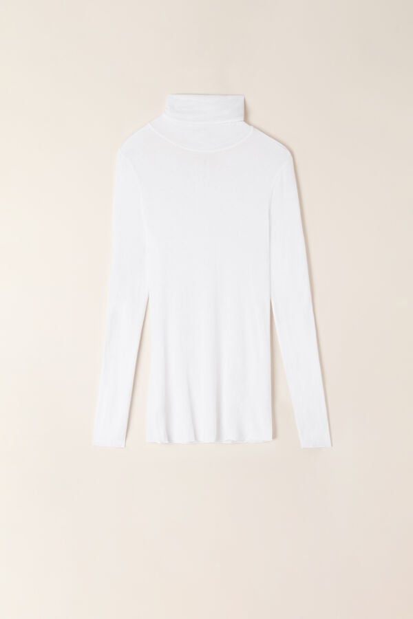 Intimssimi Modal Cashmere Ultralight High-Neck Top White | DILVO49132