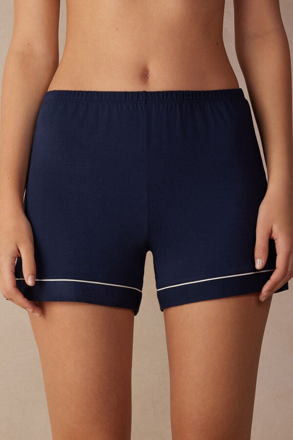 Intimssimi Modal Shorts with Contrast Trim Blue | ILXMI49079