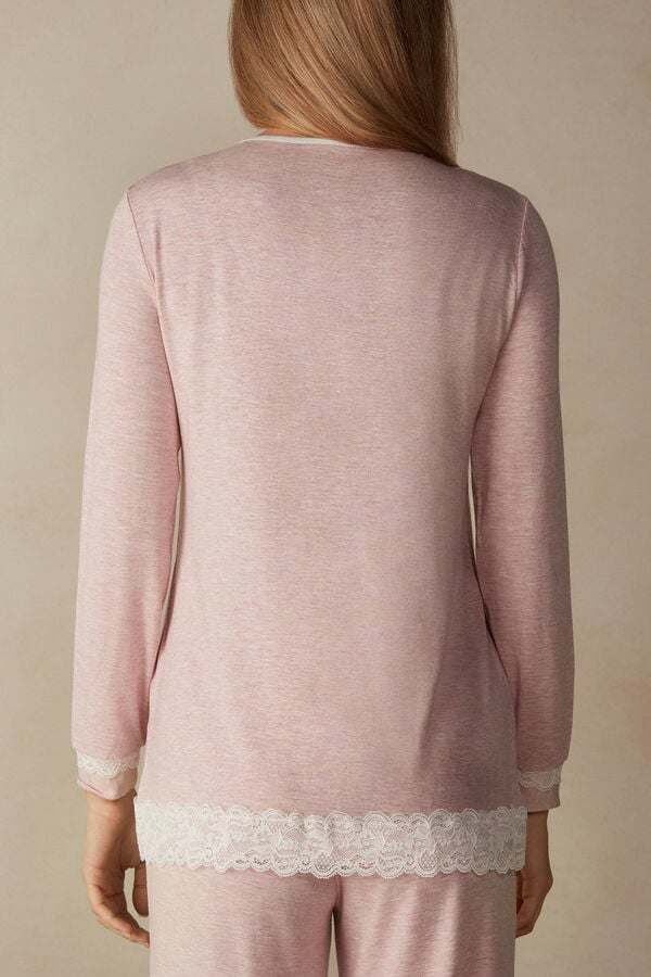 Intimssimi Modal and Lace Cardigan Pale Pink | ILDFL60002