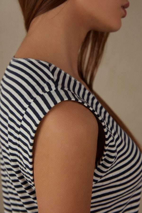 Intimssimi My Comfort Zone Sleeveless Top in Perforated Cotton Stripes | ILDYB14593