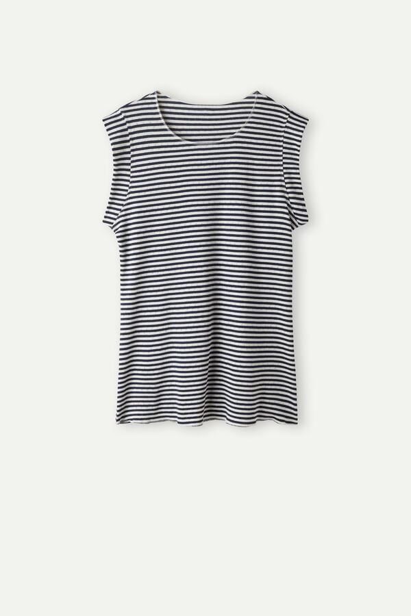 Intimssimi My Comfort Zone Sleeveless Top in Perforated Cotton Stripes | ILDYB14593