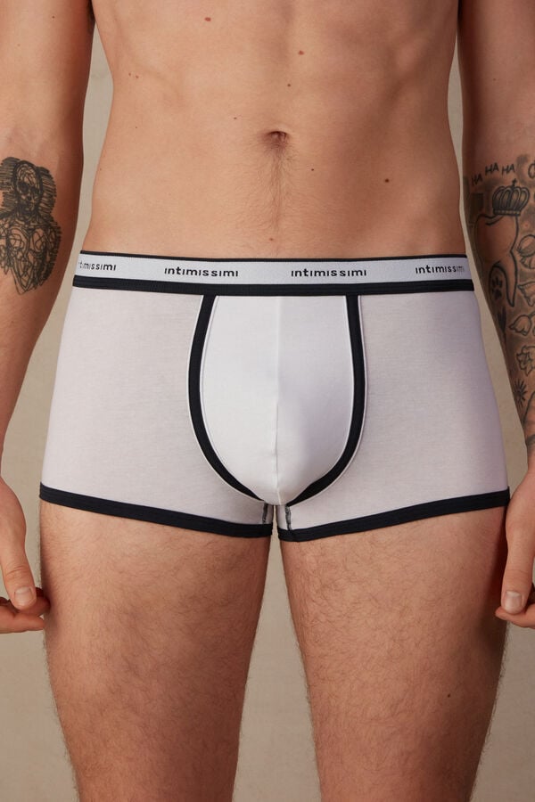 Intimssimi Natural Fresh Supima® Cotton Boxers with Logo White | GILEC60060