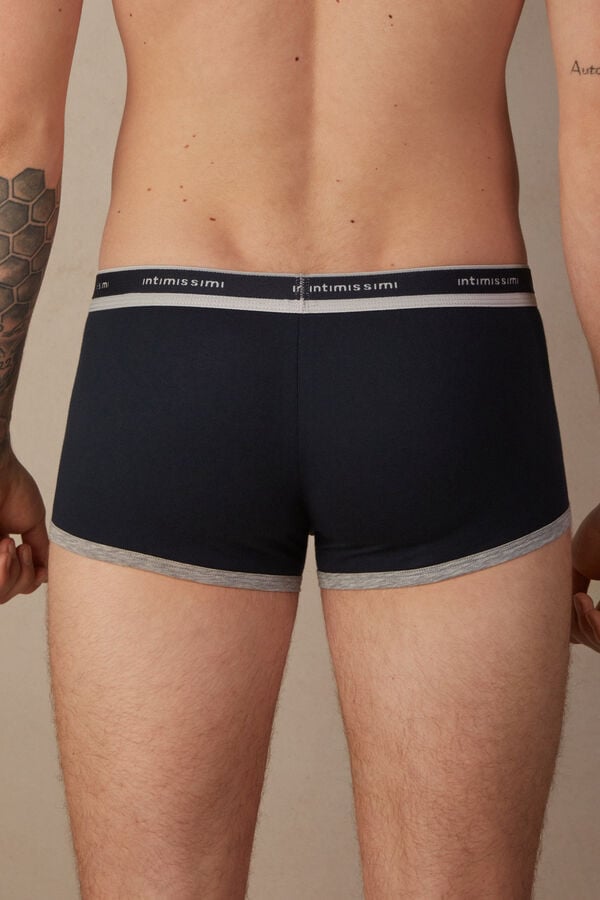 Intimssimi Natural Fresh Supima® Cotton Boxers with Logo Blue | ILEAH36979