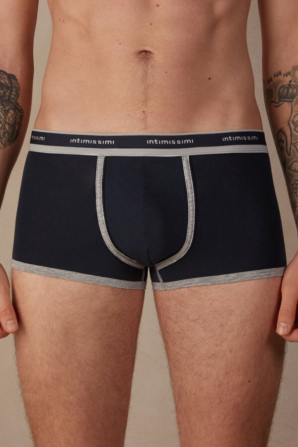 Intimssimi Natural Fresh Supima® Cotton Boxers with Logo Blue | ILEAH36979