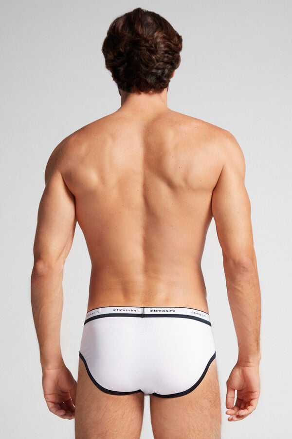 Intimssimi Natural Fresh Supima® Cotton Briefs with Logo White | QILUV79017