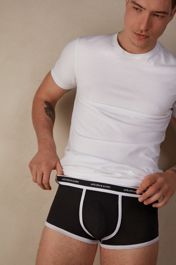 Intimssimi Natural Fresh Supima® Cotton Boxers with Logo Black | XILBH29442