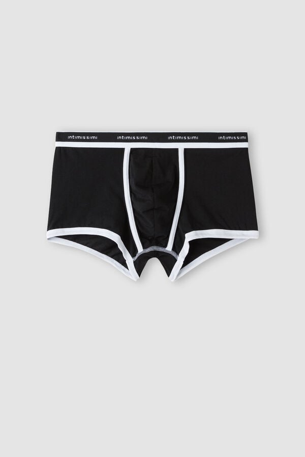 Intimssimi Natural Fresh Supima® Cotton Boxers with Logo Black | XILBH29442