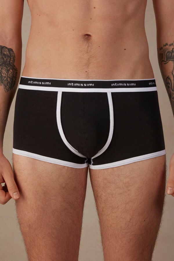 Intimssimi Natural Fresh Supima® Cotton Boxers with Logo Black | XILBH29442