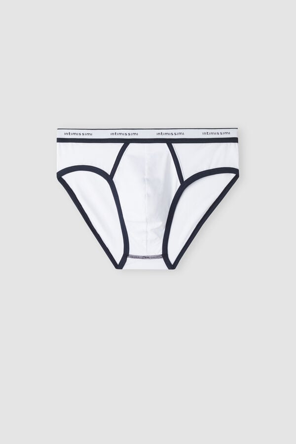 Intimssimi Natural Fresh Supima® Cotton Briefs with Logo White | YILGT76918