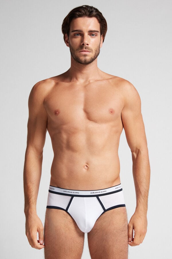 Intimssimi Natural Fresh Supima® Cotton Briefs with Logo White | YILGT76918