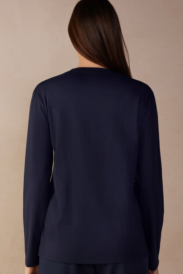 Intimssimi Oversized Long Sleeve Top in Supima® Cotton Blue | ILCIF44441