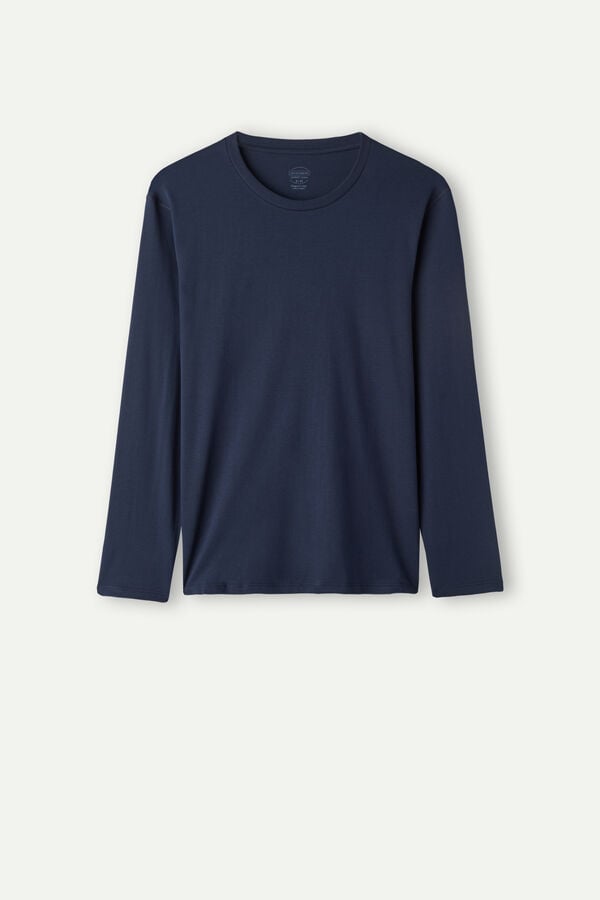 Intimssimi Oversized Long Sleeve Top in Supima® Cotton Blue | ILCIF44441