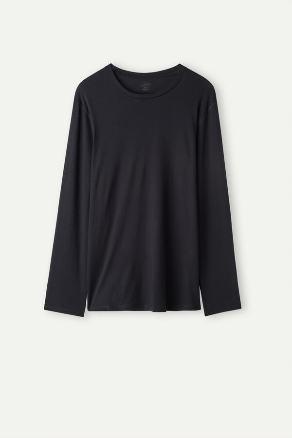 Intimssimi Oversized Long Sleeve Top in Supima® Cotton Black | ILCIF90905