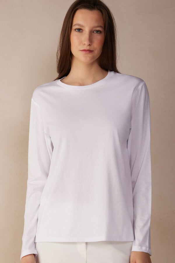 Intimssimi Oversized Long Sleeve Top in Supima® Cotton White | UILTG59378