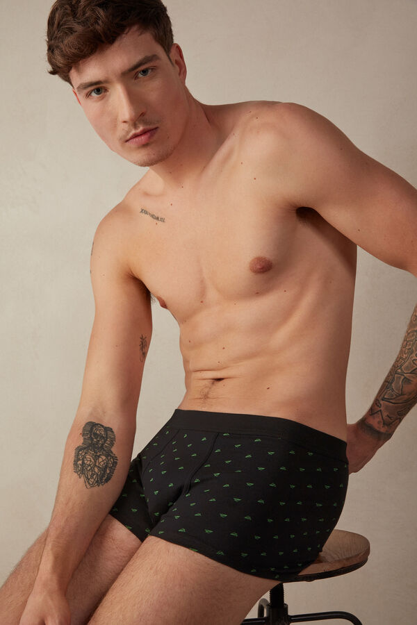 Intimssimi Paper Plane Boxers in Stretch Supima® Cotton Black | ILNZX49164