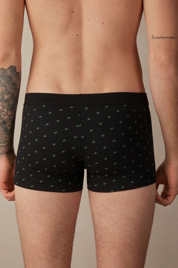 Intimssimi Paper Plane Boxers in Stretch Supima® Cotton Black | ILNZX49164