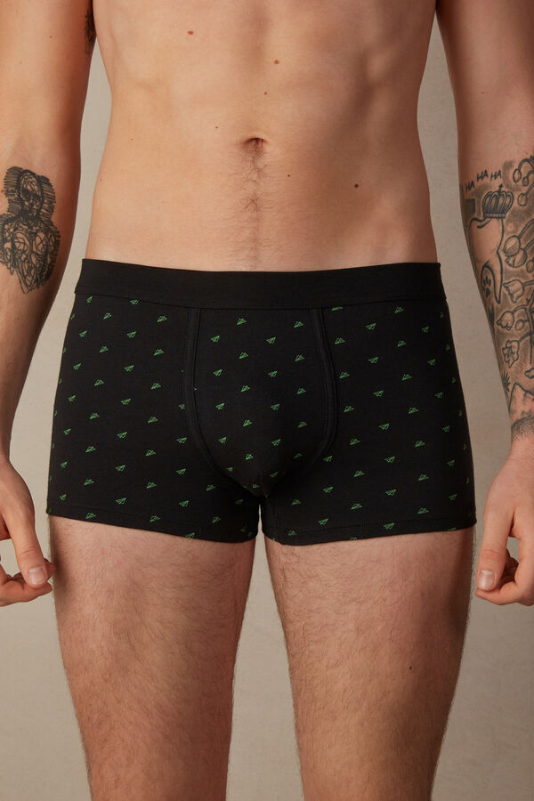 Intimssimi Paper Plane Boxers in Stretch Supima® Cotton Black | ILNZX49164