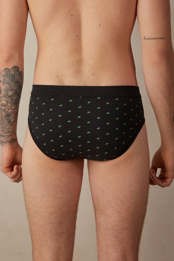 Intimssimi Paper Plane Briefs in Stretch Supima® Cotton Black | UILND58879