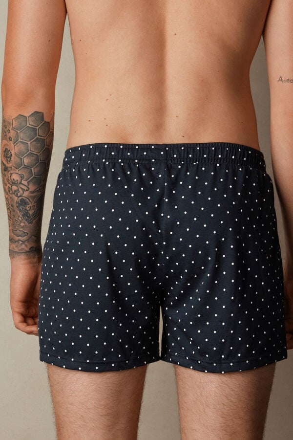 Intimssimi Patterned Cotton Jersey Relaxed Fit Boxers Blue | ILNEJ67342