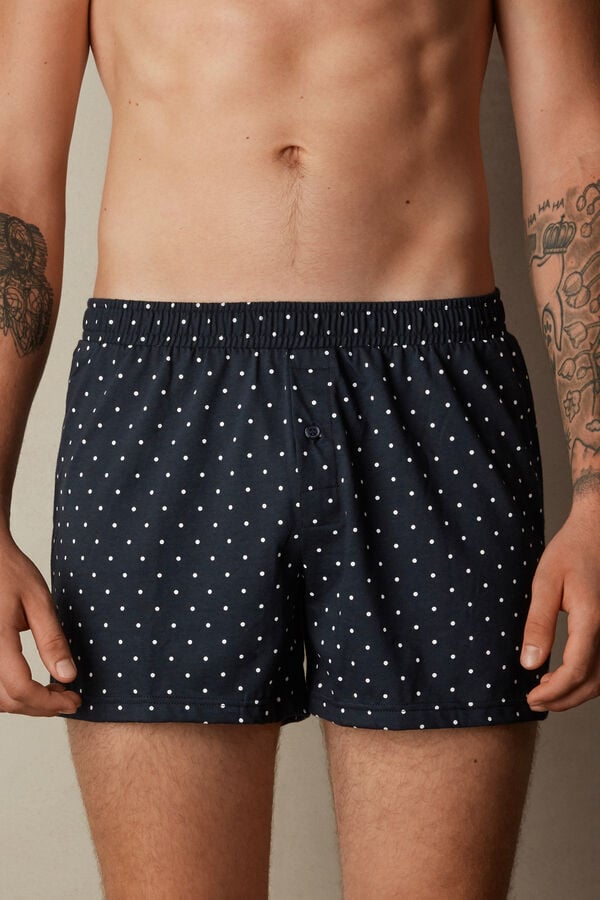 Intimssimi Patterned Cotton Jersey Relaxed Fit Boxers Blue | ILNEJ67342