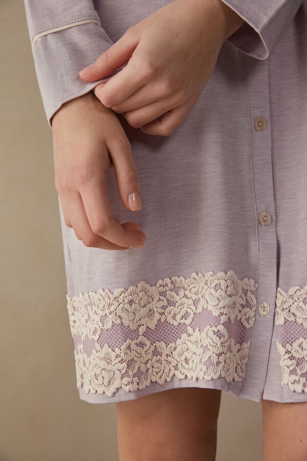 Intimssimi Pretty Flower Open Front Nightshirt Violet | EILVG37409