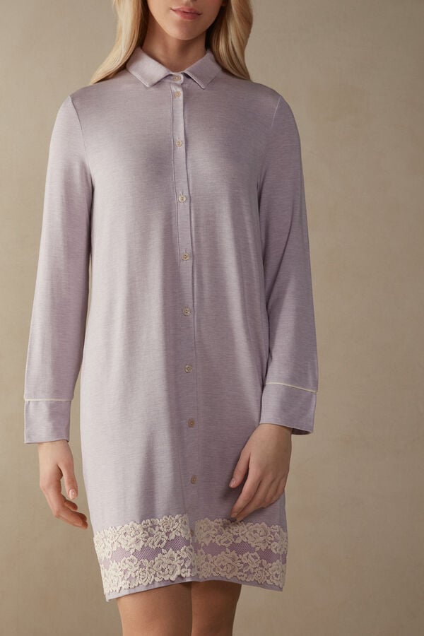 Intimssimi Pretty Flower Open Front Nightshirt Violet | EILVG37409