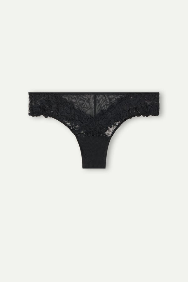 Intimssimi Pretty Flowers Brazilian Black | AILWC32146