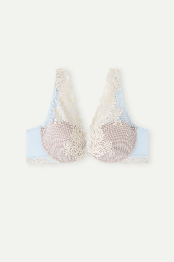 Intimssimi Pretty Flowers Elena Balconette Bra Light Blue | BILSD47449