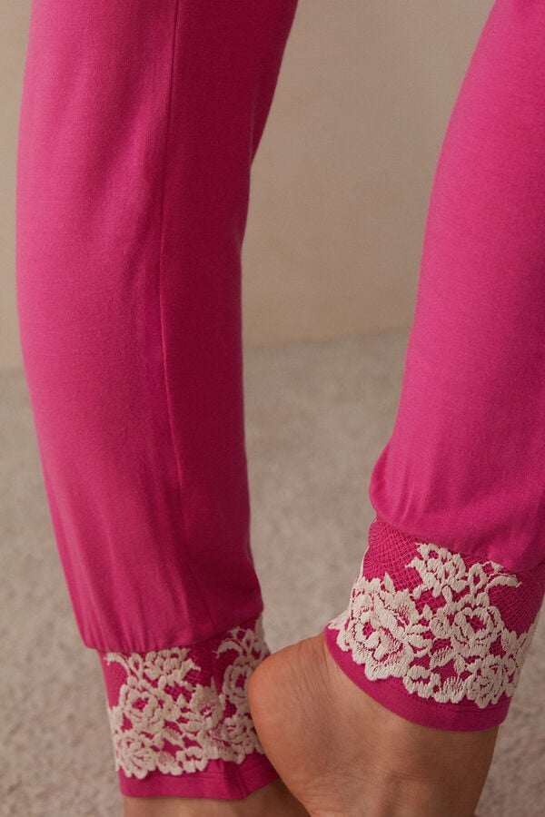 Intimssimi Pretty Flowers Full Length Cuffed Modal Pants Pink | ZILNQ28688