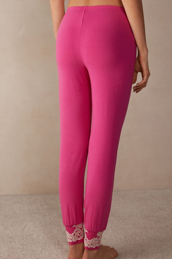 Intimssimi Pretty Flowers Full Length Cuffed Modal Pants Pink | ZILNQ28688