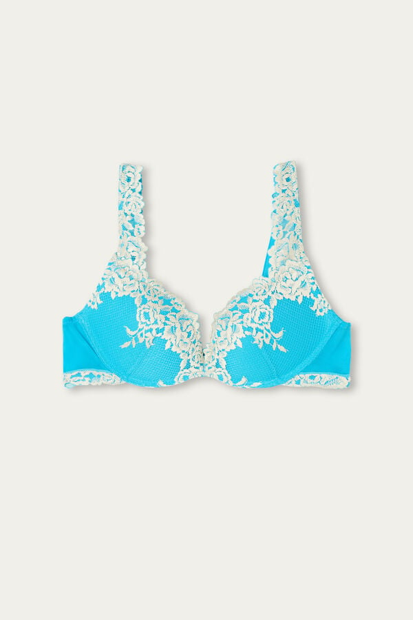 Intimssimi Pretty Flowers Gioia Super Push-up Bra Blue | BILSD29761