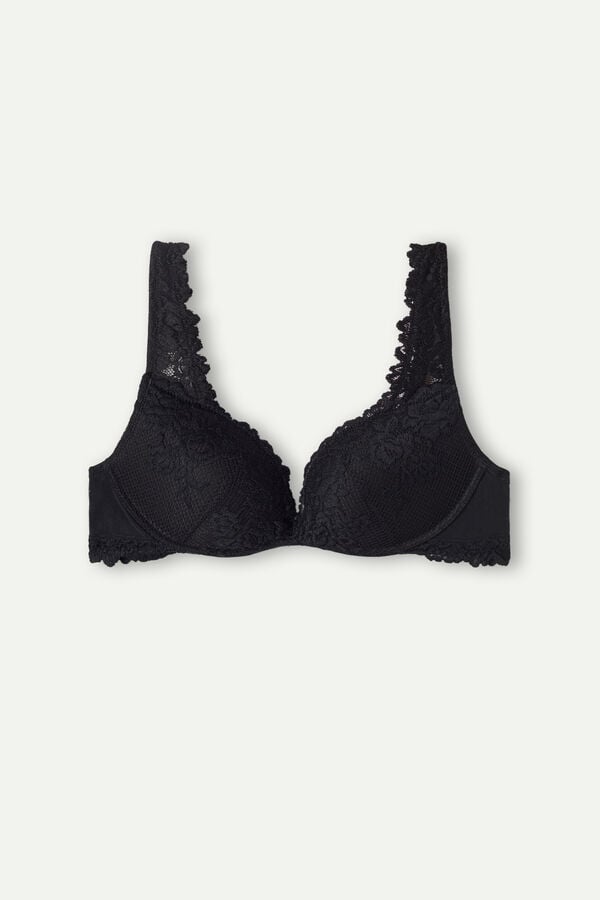 Intimssimi Pretty Flowers Gioia Super Push-up Bra Black | QILWA29057