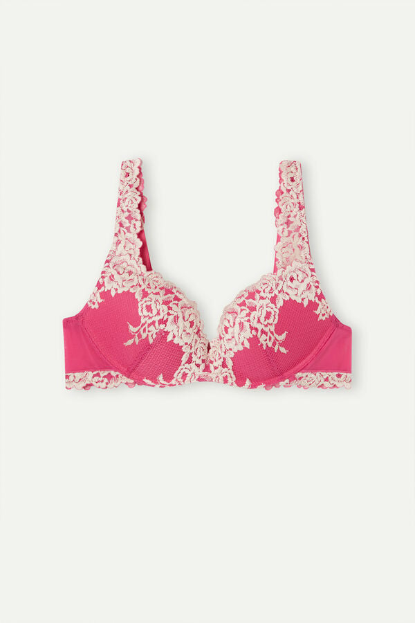 Intimssimi Pretty Flowers Gioia Super Push-up Bra Pink | TILPQ26701