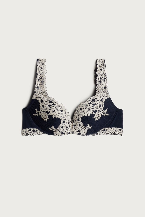 Intimssimi Pretty Flowers Gioia Super Push-up Bra Blue | TILWZ53050