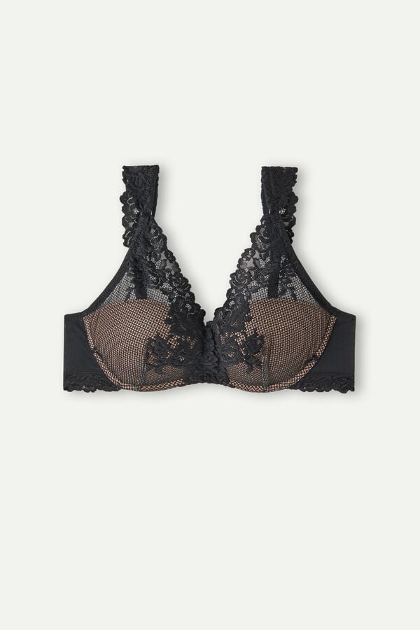 Intimssimi Pretty Flowers Giorgia Balconette Bra Black | ILICD94568