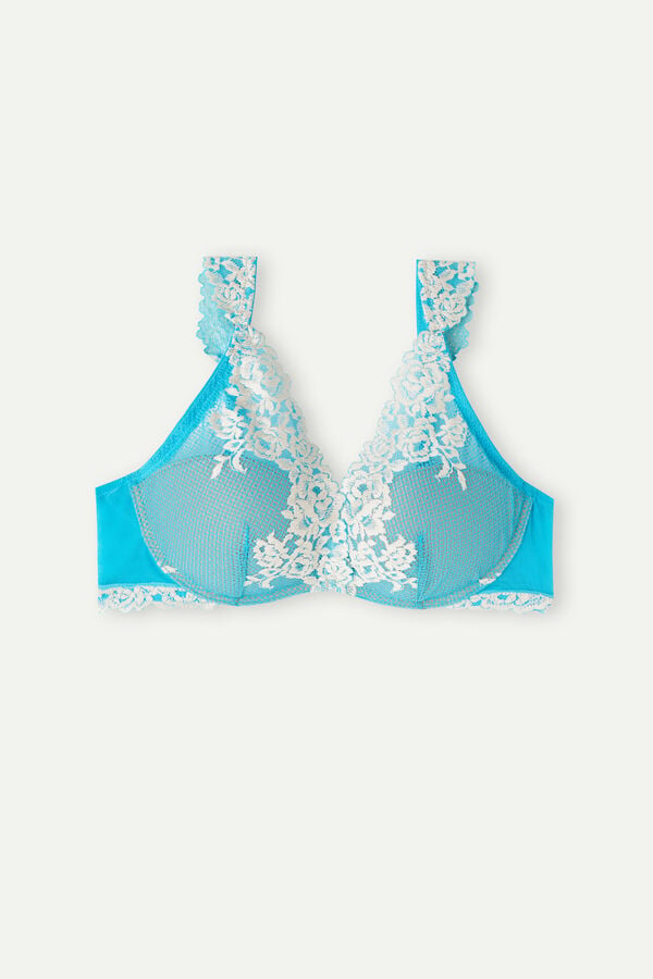 Intimssimi Pretty Flowers Giorgia Balconette Bra Blue | TILPQ81747