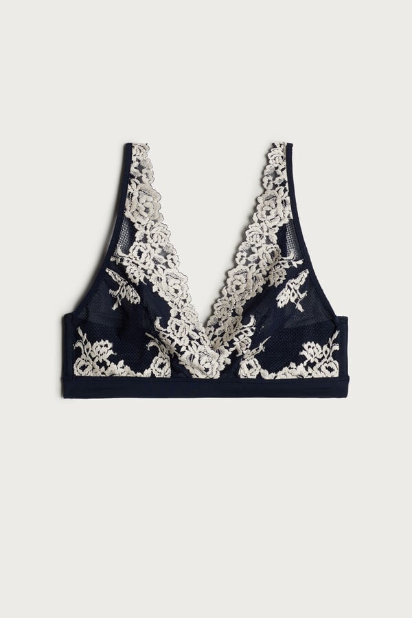 Intimssimi Pretty Flowers Lara Triangle Bra Blue | ILQCS57496