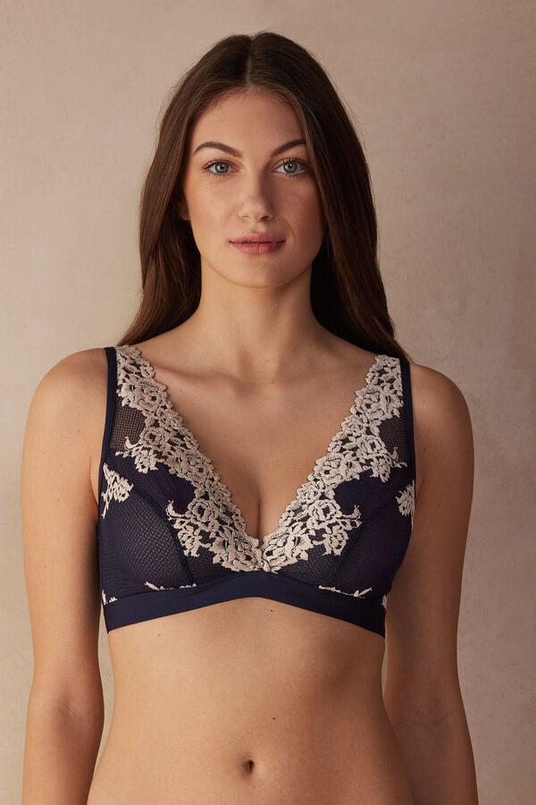 Intimssimi Pretty Flowers Lara Triangle Bra Blue | ILQCS57496