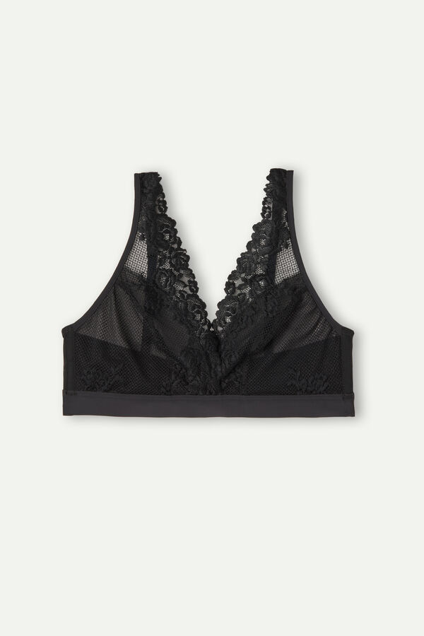 Intimssimi Pretty Flowers Lara Triangle Bra Black | YILVQ11688