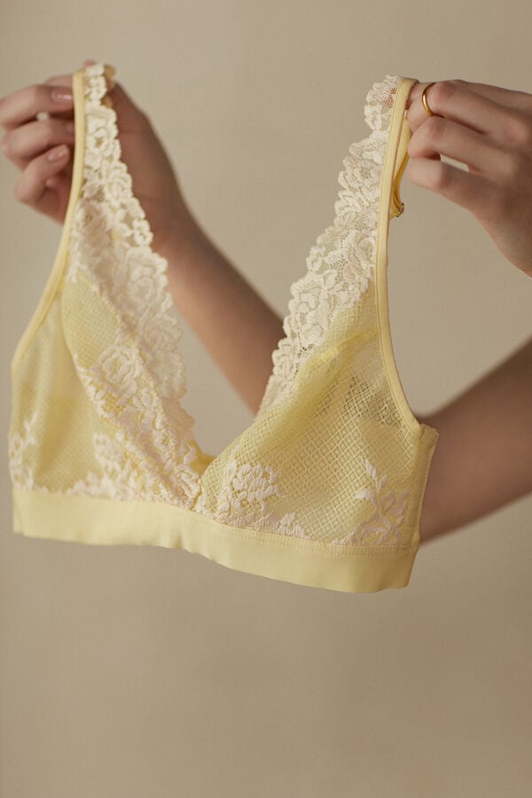 Intimssimi Pretty Flowers Lara Triangle Bra Yellow | YILVQ61202