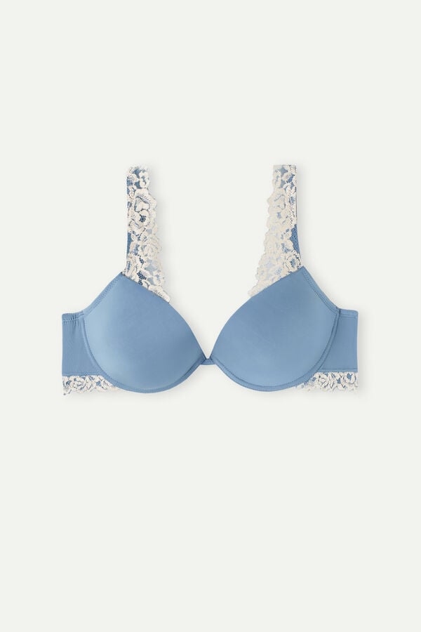 Intimssimi Pretty Flowers Microfiber Bellissima Push-up Bra White | ILXMI84466