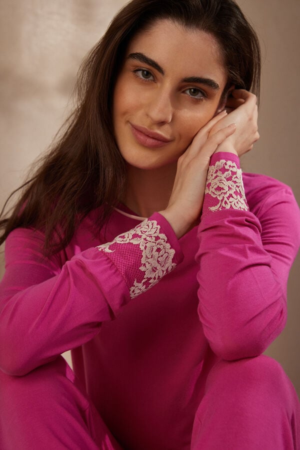 Intimssimi Pretty Flowers Modal Top Pink | ILEAH14825