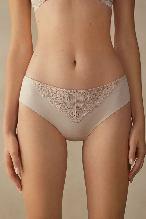 Intimssimi Pretty Flowers Seamless Cotton Panties Natural | ILIIZ83827