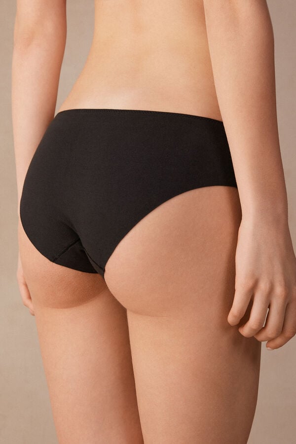 Intimssimi Pretty Flowers Seamless Cotton Panties Black | PILER24426