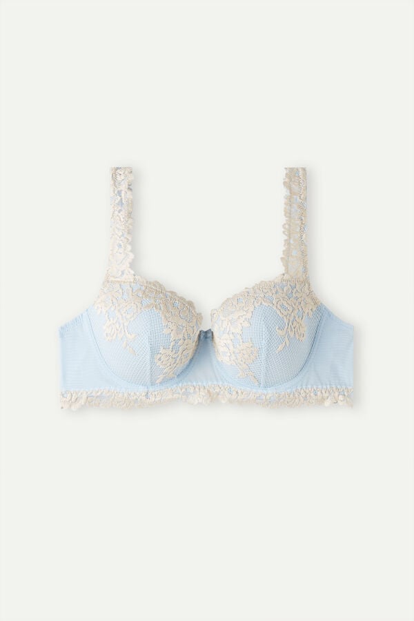 Intimssimi Pretty Flowers Sofia Balconette Bra Light Blue | ILDFL85310