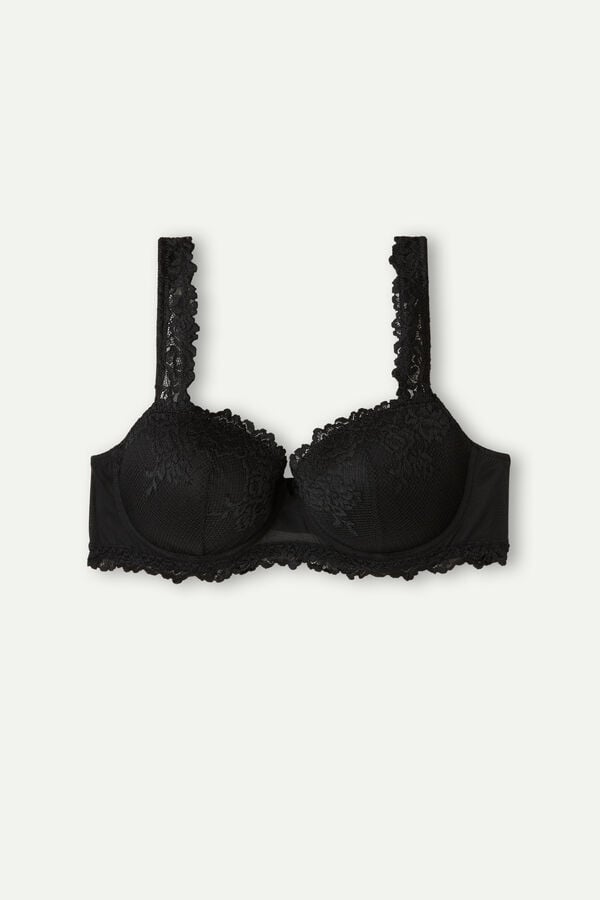 Intimssimi Pretty Flowers Sofia Balconette Bra Black | ILJKU48861